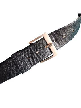 Vintage Mod Belt 42 Water Buffalo Leather Silver Buckle 1970's Mod Lawyer Indie